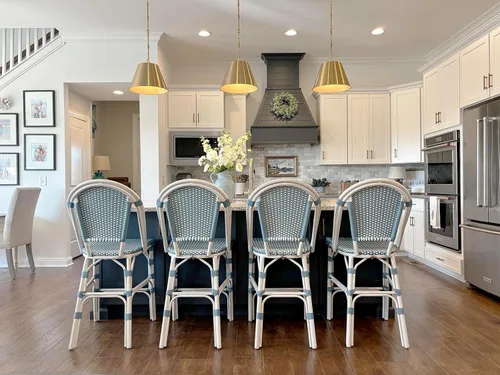 Vista 45 de PURPLE LEAF Patio French Round 26" Counter Stool Set of 2 Large Rattan Backless Stackable Barstools Bamboo Print Aluminum Frame Footrest with Woven