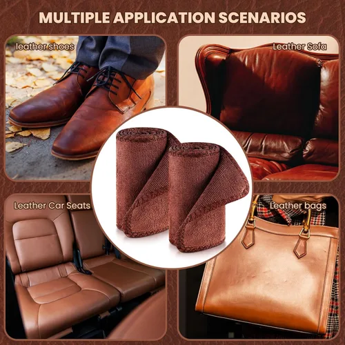 Vista 7 de 10 piezas de kit de paños para pulir zapatos con aplicadores para brillo, paños de limpieza para zapatos de cuero y botas, paños de microfibra