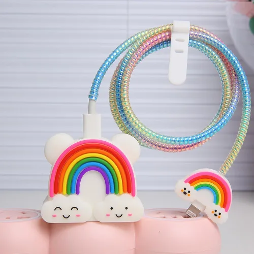 Vista 27 de Funda de Cargador Compatible con iPhone Adaptador de Corriente USB-C de 20W Cargador Diseño de Dibujos Animados Lindo en 3D Funda de Cargador