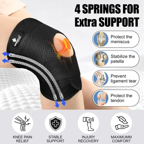 Vista 3 de NEENCA Rodillera para dolor de rodilla, soporte de rodilla de compresión con tela de malla de aire, rodillera ajustable con estabilizadores