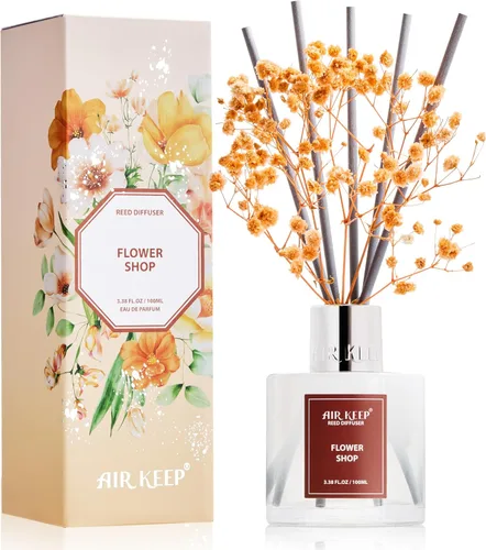 Vista 24 de Airkeep Juego de difusor de varillas – 3.38 onzas líquidas (3.4 fl oz), difusor de aroma de bambú para el hogar, incluye 8 varillas difusoras