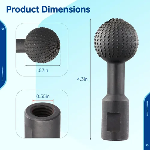 Vista 4 de Varku Rebabas rotativas de esfera, cabezal de molienda de bola de acero al carbono, herramientas de tallado de potencia, brocas de perforación