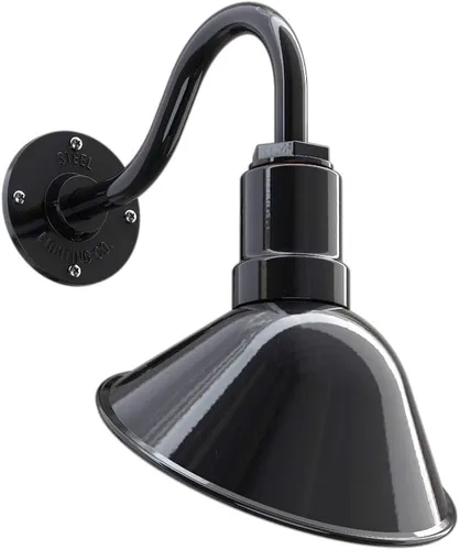 Vista 8 de Steel Lighting Co. Luz de Letrero de Tienda Venice para Pared de Acento de Restaurante Exterior Cúpula de 9 pulgadas Brazo Recto de 6 pulgadas