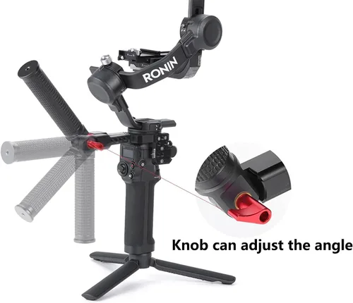 Vista 3 de Soporte de agarre de mango de cardán Soporte de monitor ajustable de 180° Soporte de mango de video profesional con placa de zapata fría para DJI