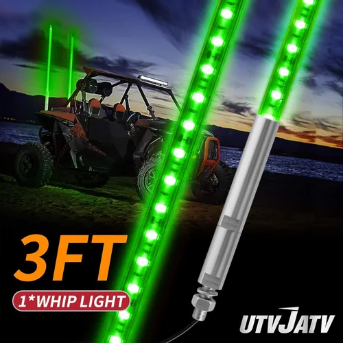 Vista 15 de 1 luz azul de látigo COB de 3 pies, impermeable, para poste de bandera para lado a lado, luz de látigo COB UTV para Can-Am Polaris ATV UTV Dune