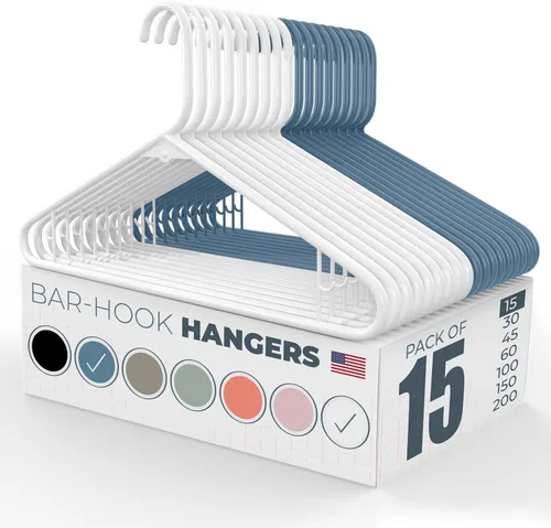 Vista 16 de Perchas de plástico fuertes hechas en Estados Unidos a granel, 20, 30, 50, 100 unidades, disponibles, para ropa de lavandería, perchas de plástico