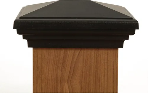 Vista 9 de Tapa de poste de 4 x 4 (3.5 x 3.5 pulgadas), color negro, estilo pirámide de Nueva Inglaterra, parte superior cuadrada para vallas al aire libre