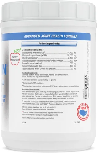 Vista 2 de Nutramax Cosequin ASU Suplemento de salud articular para caballos - Polvo con glucosamina, condroitina, MSM, ASU, extracto de té verde y ácido
