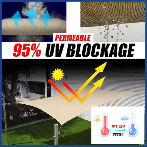 Vista 2 de ShadeMart Toldo parasol tipo vela triangular SMTAPRT14 de 4 x 4 x 4 pies, pantalla de tela para toldo, resistente al aire al agua y a los rayos UV