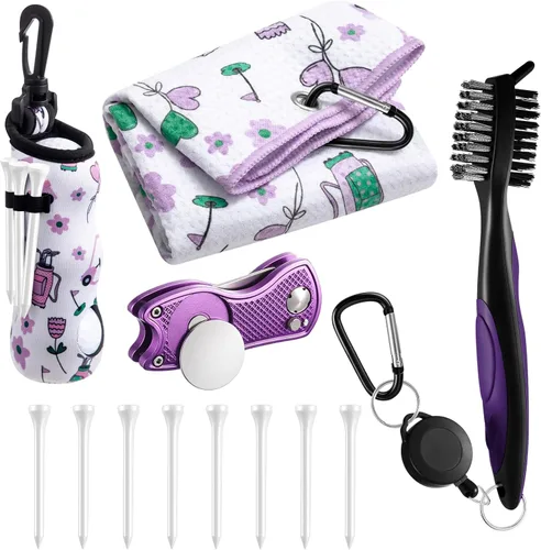 Vista 32 de Liliful Kit de Accesorios de Golf de 12 Piezas, Incluye Bolsa para Pelotas de Golf con Gancho, Toalla, Tees, Marcador de Pelota Magnético