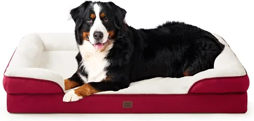 Vista 83 de EHEYCIGA - Cama ortopédica para perro grande, impermeable, de espuma viscoelástica y espuma tipo caja de huevos, bordes elevados, antideslizante
