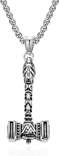 Yaumatea Martillo de Thor vikingobrújula vintage nórdico Mjolnir, nudo de trinidad celtairlandés, collar de Anubis de la parca egipcia, amuleto de