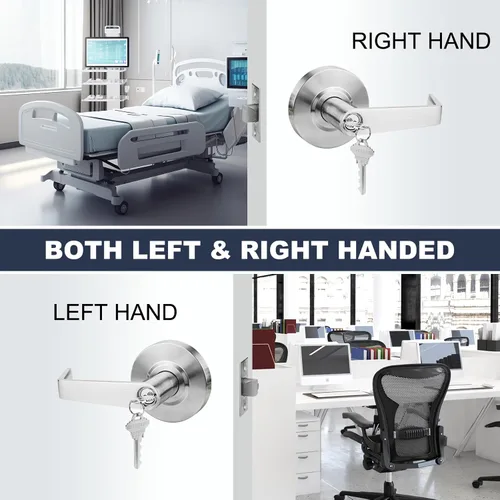 Vista 5 de Cerraduras de puerta comerciales de grado 2 con prueba UL y 4000000 cilindros, hechas de cromo satinado con manijas de palanca resistentes