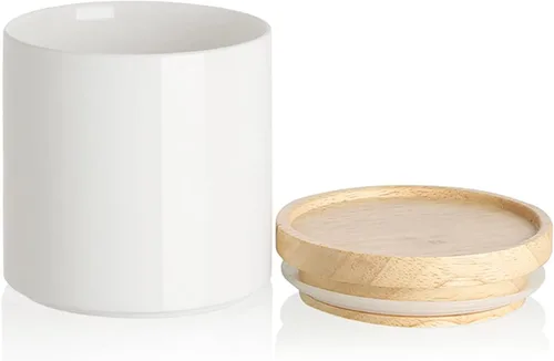 Vista 78 de Botes de Cocina Sweejar Tarro de Cerámica para Almacenamiento de Alimentos, Contenedores Apilables con Tapa de Madera de Sellado Hermético