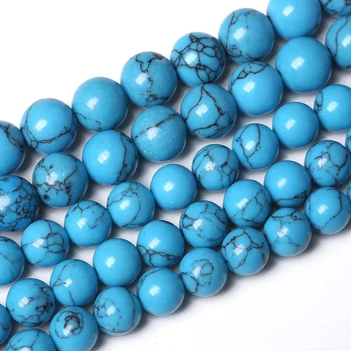 Vista 54 de 38 piezas de cuentas de piedra natural de malaquita azul de 10 mm, cuentas sueltas redondas de gemas para hacer joyas, pulsera, collar de 38 cm