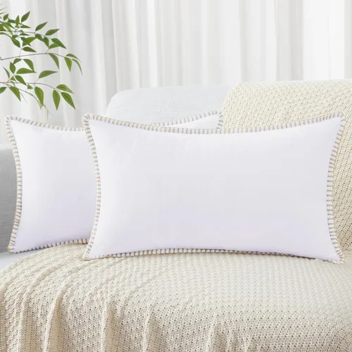 Vista 38 de Farmhouse - Juego de 2 fundas de terciopelo de cojines decorativos con bordes adornados, para sofá o sala de estar.