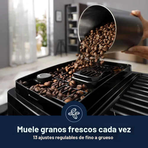 Vista 5 de De'Longhi Magnifica Start - Máquina de café espresso automática con espumador de leche manual y molinillo integrado, 3 recetas de un solo toque