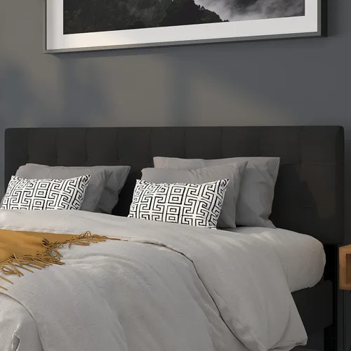 Vista 27 de Flash Furniture Bedford - Cabecero tapizado con capitoné de puntada de caja para cama individual en tela beige