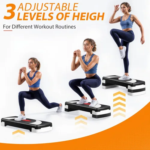 Vista 5 de Smartxchoices Plataforma escalonada de entrenamiento aeróbico de 30 pulgadas con elevadores ajustables de 4 a 6 a 8 pulgadas, entrenamiento