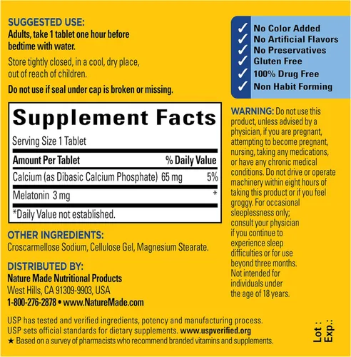 Vista 6 de Nature Made Ayudas para dormir de melatonina de 3 mg para adultos, ayuda para dormir 100% libre de drogas, suplementos para dormir, 120 tabletas
