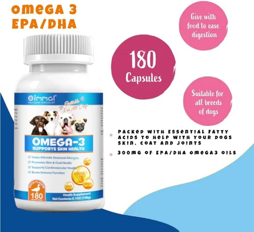 Vista 6 de Aceite de pescado Omega 3 para perros – 180 unidades de tabletas – Ayuda a eliminar el derramamiento, alergia de la piel, picazón y alivio