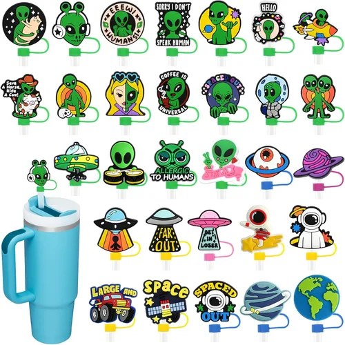 Vista 19 de 19 tapas de pajitas con diseño de juego para vaso Stanley de 40 oz/30 oz, tapa de pajita reutilizable de 10 mm, accesorios bonitos para la parte