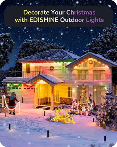 Vista 8 de EDISHINE Luces permanentes para exteriores de 60 pies para casa, 40 luces LED RGBW con aplicación/control remoto, 50 modos de escena para decoración