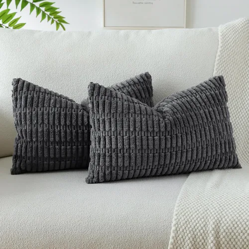 Vista 10 de OTOSTAR - Paquete de 2 fundas de almohada decorativas de pana suave de 18 x 18 pulgadas, funda de cojín a rayas estilo bohemio para sofá, cama, sala