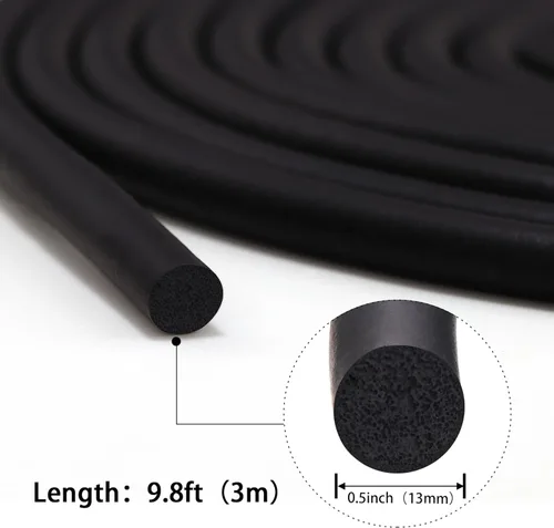 Vista 2 de Trimold Varilla de respaldo para huecos y juntas, cuerda de relleno de hormigón de goma negra (1/2 pulgada de diámetro x 9.8 pies de longitud)