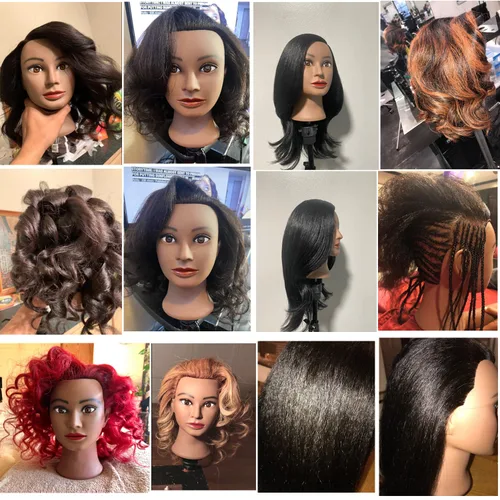Vista 6 de Traininghead - Cabeza de maniquí de cabello 100% real, cabeza de entrenamiento, cabeza de muñeca de cosmetología, cabeza de maniquí de práctica