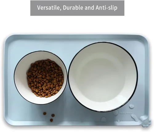 Vista 4 de Hoki Found - Tapetes de silicona para comida de mascotas, manteles individuales antideslizantes para perros y gatos, impermeables, aptos