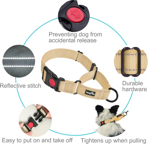 Vista 2 de haapaw Paquete de 2 collares de perro Martingale con hebilla de liberación rápida reflectantes para perros pequeños, medianos y grandes