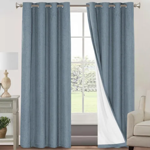 Vista 410 de Primitive - Cortinas opacas 100 % de lino texturizado natural para dormitorio, sala de estar, cortinas para ahorra energía, tela de arpillera