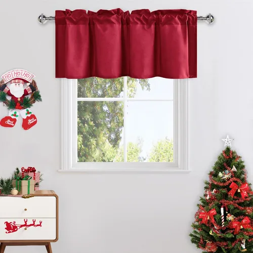 Vista 68 de DWCN Cenefa para ventanas, cenefa de cortina de cocina, cenefa corta sólida, con bolsillo para barra, cortinas para ventana de baño/sótano, 1 panel