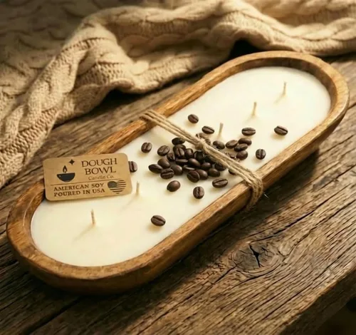 Vista 44 de Dough Bowl Candle Co. Vela de Soja Beach Linen - 3 Mechas Decoración Rústica de Granja Eliminador de Olores en Cuencos de Madera, Vela de Cuenco
