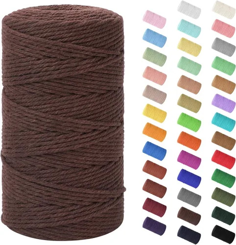 Vista 134 de Cuerda de macramé de 0.079 in x 220 yardas (656 pies), cuerda de algodón natural para colgar en la pared, ganchos de plantas, manualidades, Verde