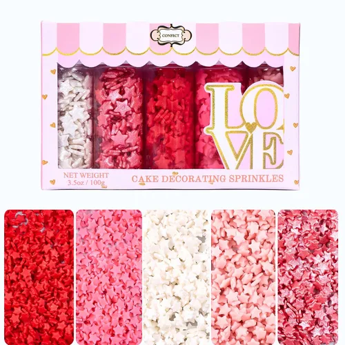 Vista 10 de Confect Sprinkles - Mezcla comestible de espolvorear azul aguamarina, rosa y plata con perlas blancas y rosadas, paquete de 5 para decoración
