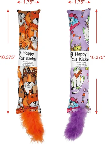 Vista 7 de Jumpaws Paquete de 2 pateadores interactivos naturales para gatos con plumas, juguete masticable resistente a mordeduras, patín arrugado, accesorios