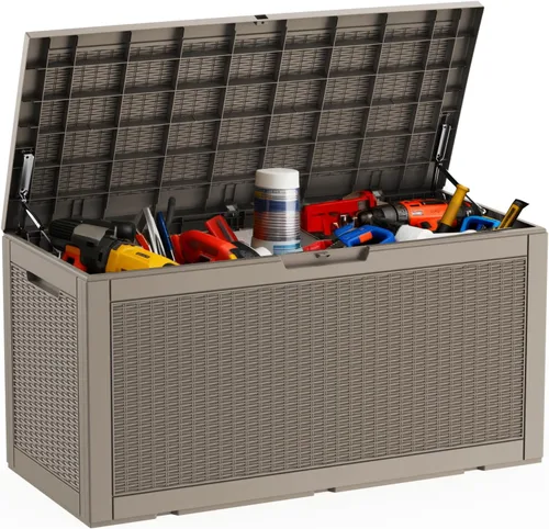 Vista 38 de DRATO Cajas de terraza, caja de almacenamiento al aire libre de 30 galones para cojín de patio, herramientas de jardín, impermeable y resistente a