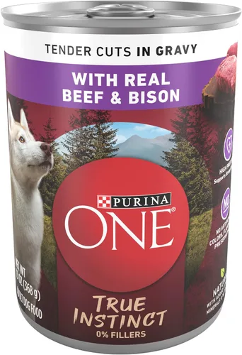 Vista 17 de Purina ONE Alimento húmedo para perros con alto contenido de proteínas True Instinct Cortes tiernos en salsa de comida para perros con carne de res