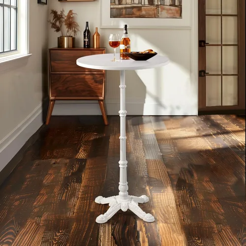Vista 11 de LOKKHAN Mesa de columna romana de 43.3 pulgadas de alto, mesa de bar para cóctel, bistró, hierro fundido resistente, mesa de madera maciza