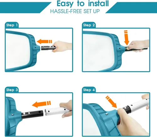 Vista 6 de POOLWHALE Red Profesional de Espumadera para Piscina, Bolsa de Malla Fina, Herramienta de Limpieza de Hojas de Piscina de Servicio Pesado - Limpieza