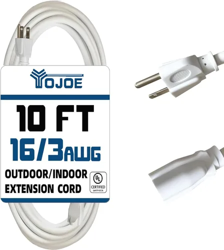 Vista 46 de YOJOE Cable de extensión para interiores y exteriores, calibre 16, SJTW, resistente, 15 pies, color verde, 3 clavijas 13A, resistente a
