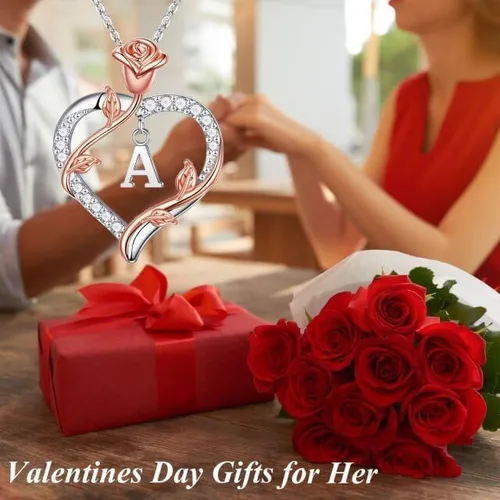 Vista 9 de Iefil Regalos para el día de la madre para esposa, collar de plata de ley 925 con inicial de corazón, regalo de aniversario de cumpleaños
