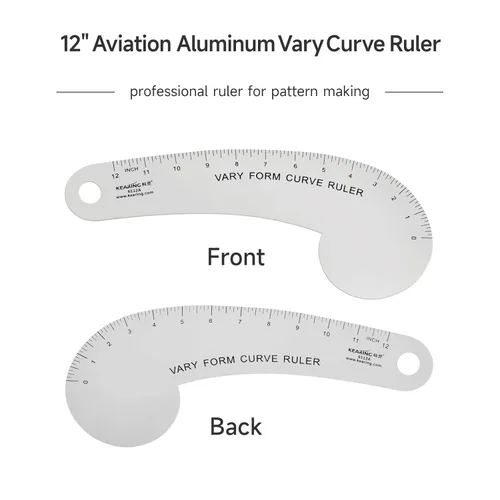Vista 3 de Kearing Vary Form - Regla curva francesa de 12 pulgadas para hacer patrones, regla curva de cadera de aluminio de aviación para medir la costura