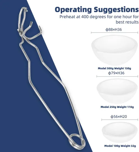 Vista 5 de Juego de 4 tazones de cerámica fundidos pequeños con diseño de crisol de cerámica fundida, oro y plata con pinzas para látigo, mango 2A