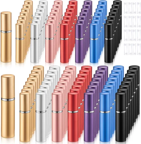 Vista 21 de Motiskyy Atomizadores recargables de perfume para viaje a granel, mini atomizador rociador con bomba dispensadora de recarga de perfume, herramienta