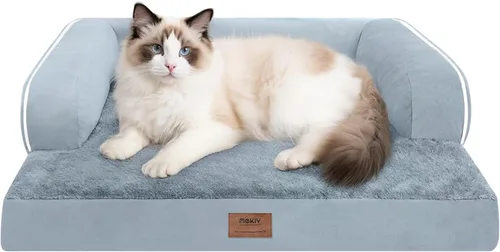 Vista 90 de Cama ortopédica impermeable para perros pequeños, cama para perros de tamaño mediano, cómoda cama para mascotas y gatos con lados, funda extraíble
