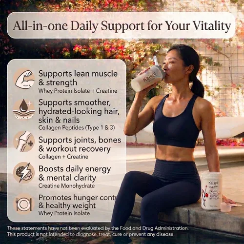 Vista 3 de Péptidos de colágeno tipo 1 y 3 + proteína aislada de suero + monohidrato de creatina – polvo de proteína sin sabor – solo 3 ingredientes, 3 en 1