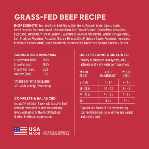 Vista 7 de Instinct Comidas crudas liofilizadas, alimento seco natural para perros, sin granos, carne de res real, bolsa de 3 onzas